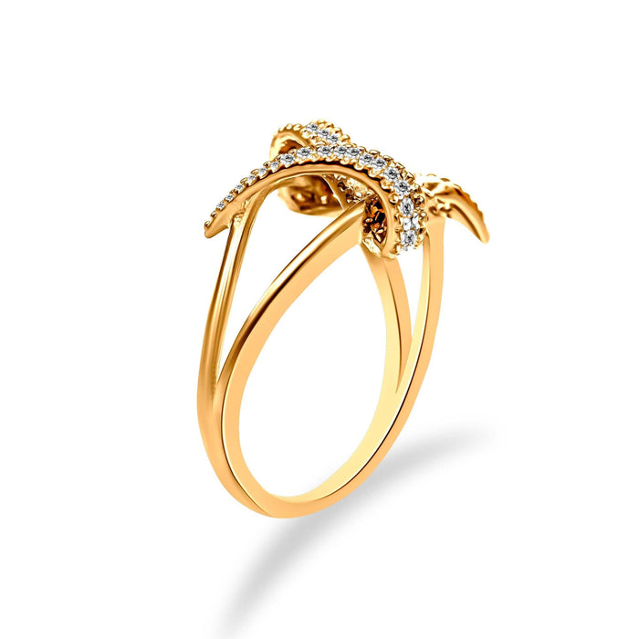 1/4 Ct. T.W. Diamond Interlocking Bypass Ring in 14K Yellow Gold-Plated Sterling Silver, photo 5