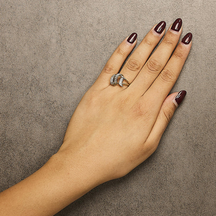 1/4 Ct. T.W. Diamond Interlocking Bypass Ring in 14K Yellow Gold-Plated Sterling Silver, photo 3