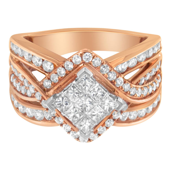 1 1/2 Ct. T.W. Two-Tone Diamond Bypass Cocktail Ring in 10K Gold, photo 2