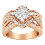 1 1/2 Ct. T.W. Two-Tone Diamond Bypass Cocktail Ring in 10K Gold