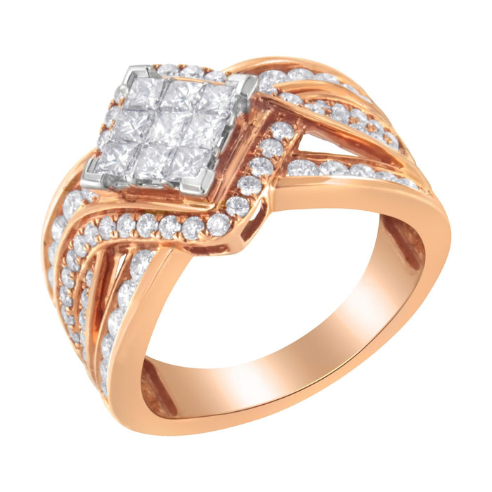 1 1/2 Ct. T.W. Two-Tone Diamond Bypass Cocktail Ring in 10K Gold, photo 4