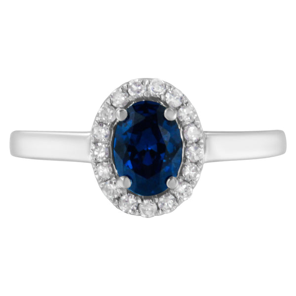 1/5 Ct. T.W. Round Diamond and Prong-Set 7mm Gemstone Halo Cocktail Ring in 10K White Gold, photo 2