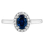 Anillo de cóctel con halo, diamantes redondos de 1/5 ct. p.t. y piedra de garras de 7 mm en oro blanco de 10K, foto 2