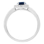 Anillo de cóctel con halo, diamantes redondos de 1/5 ct. p.t. y piedra de garras de 7 mm en oro blanco de 10K, foto 5