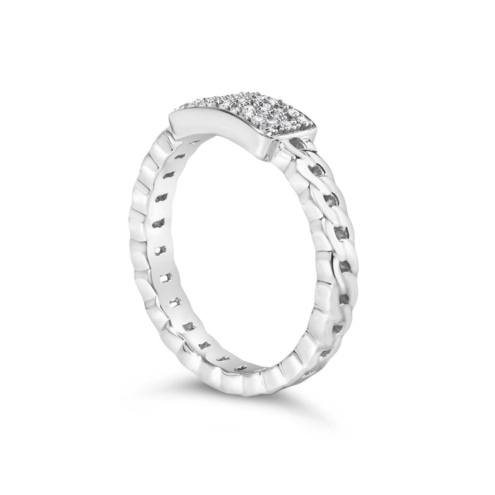 1/5 Ct. T.W. Diamond ID and Cuban Link Band Ring in Sterling Silver, photo 5
