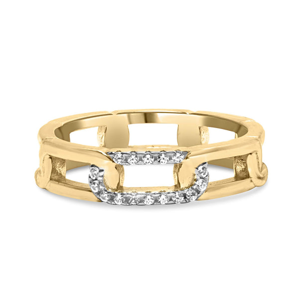 Diamond Accent Paperclip Band Ring in 10K Yellow Gold, photo 1