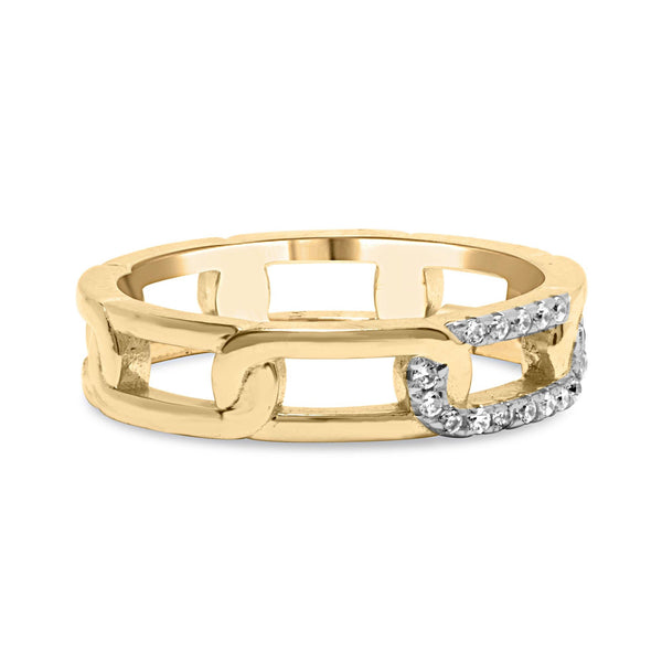 Diamond Accent Paperclip Band Ring in 10K Yellow Gold, photo 2