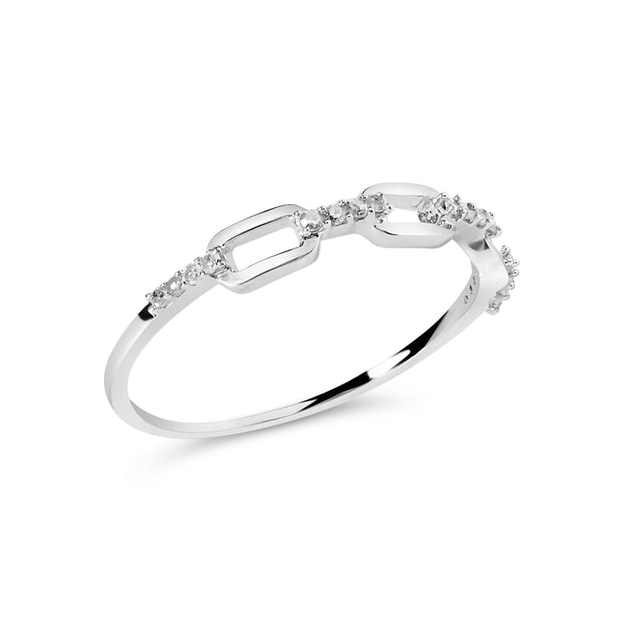 Anillo de banda de clip de papel con detalle de diamante en plata de ley, foto 4
