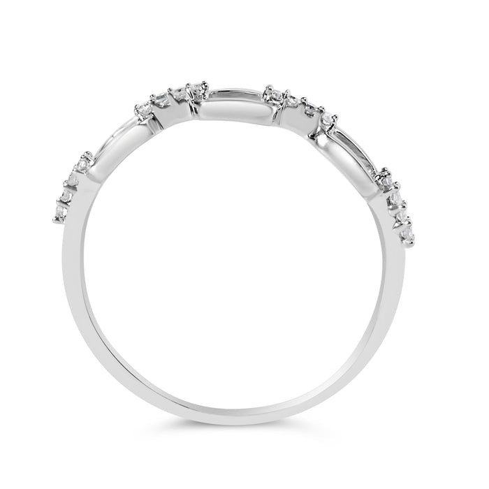 Anillo de banda de clip de papel con detalle de diamante en plata de ley, foto 6