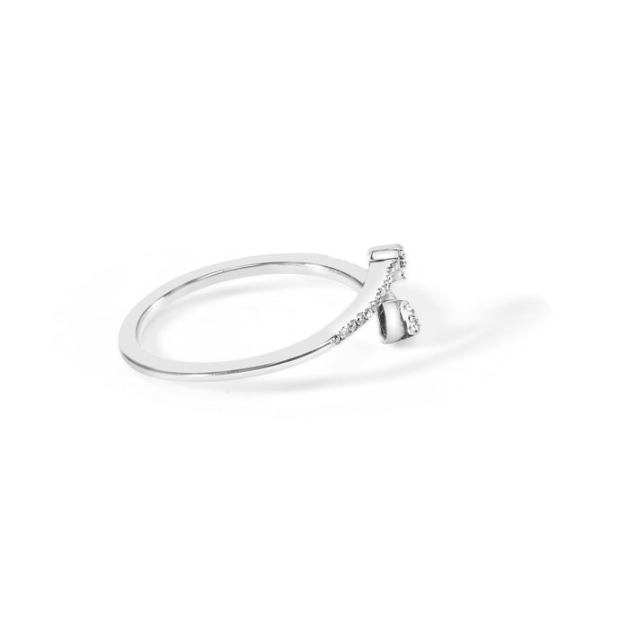 Anillo abierto de doble punta de flecha con diamantes de 1/5 ct. p.t. en plata de ley, foto 2