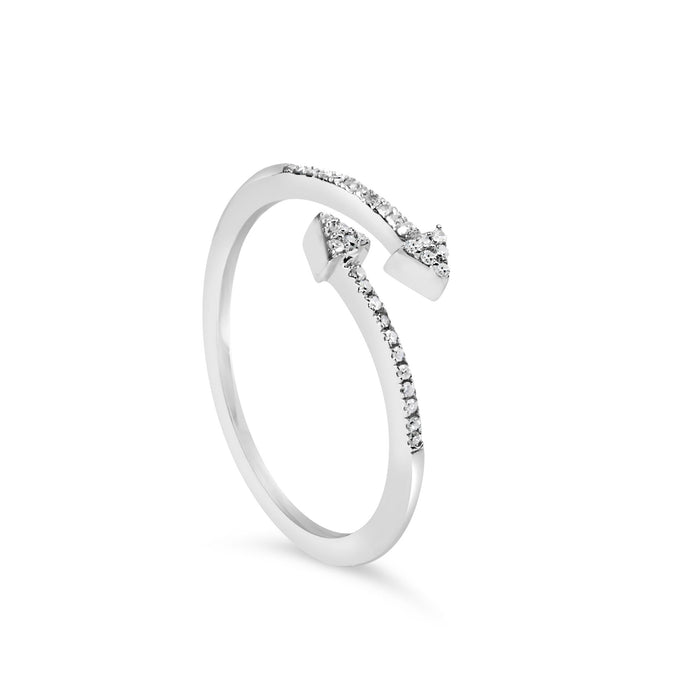 Anillo abierto de doble punta de flecha con diamantes de 1/5 ct. p.t. en plata de ley, foto 5