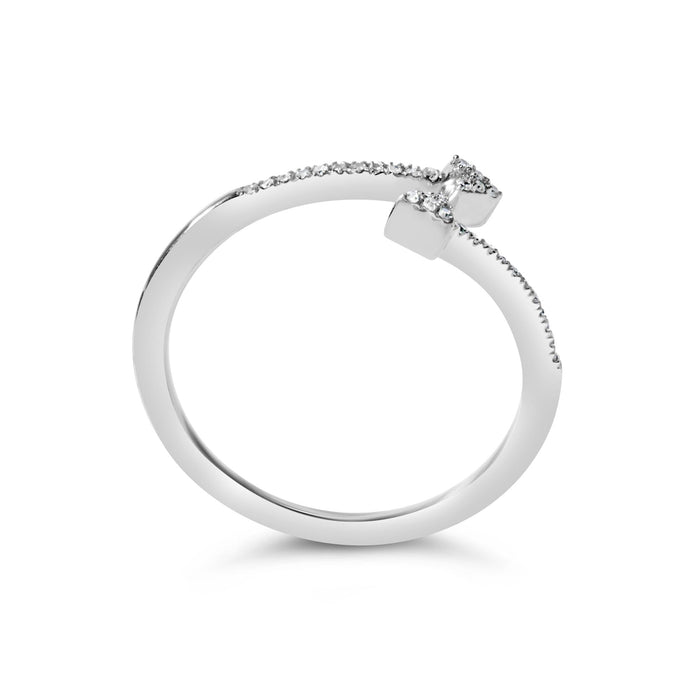 Anillo abierto de doble punta de flecha con diamantes de 1/5 ct. p.t. en plata de ley, foto 6
