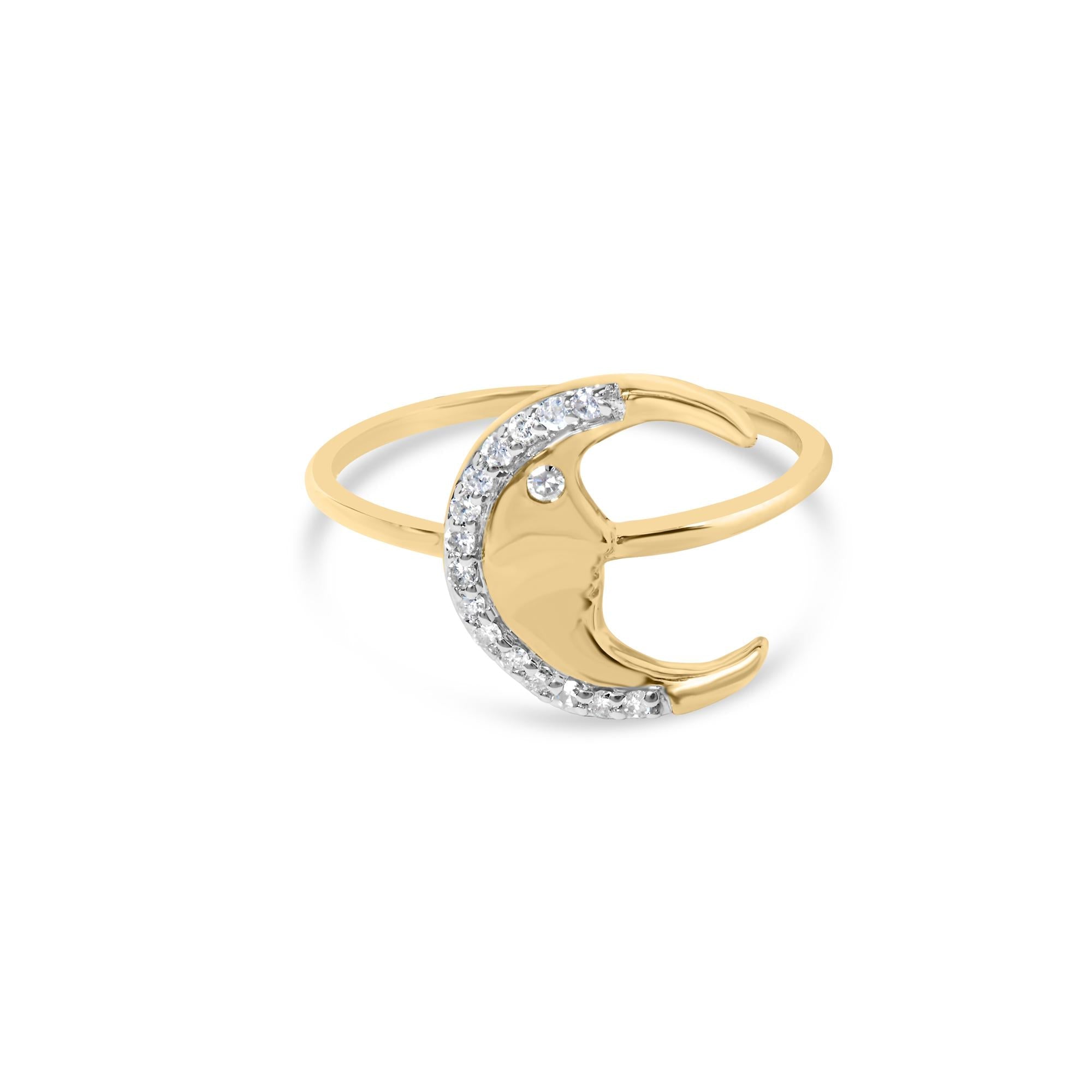 1/10 Ct. T.W. Diamond Crescent Moon Ring in 10K Yellow Gold, photo 1