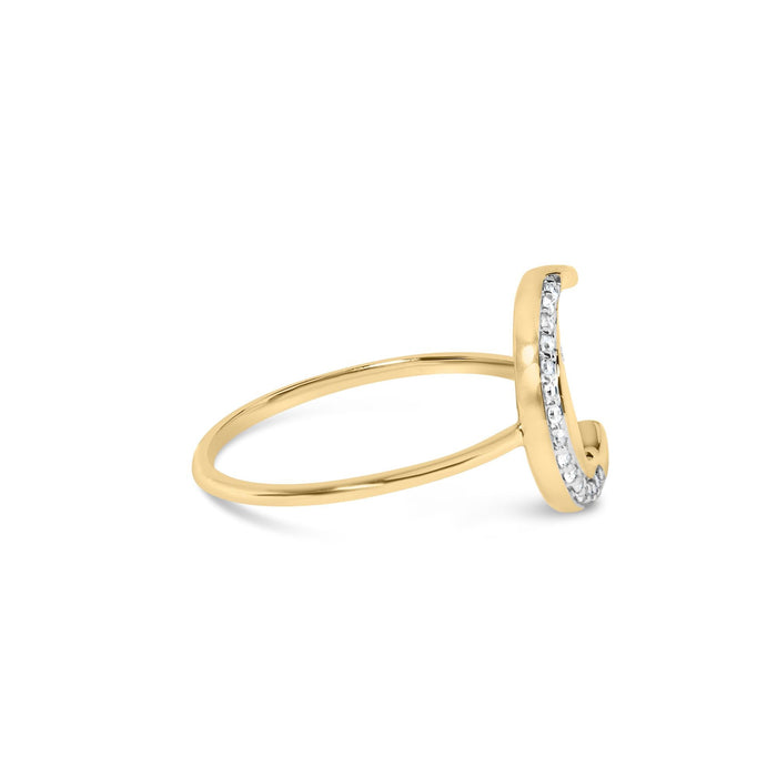 1/10 Ct. T.W. Diamond Crescent Moon Ring in 10K Yellow Gold, photo 2
