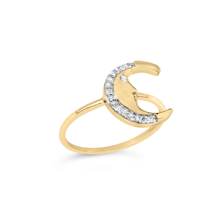 1/10 Ct. T.W. Diamond Crescent Moon Ring in 10K Yellow Gold, photo 4