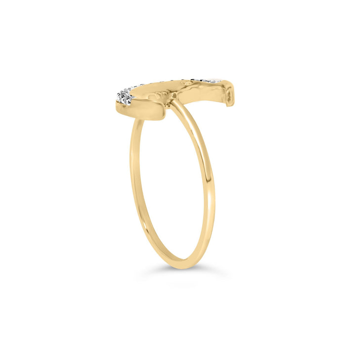 1/10 Ct. T.W. Diamond Crescent Moon Ring in 10K Yellow Gold, photo 5