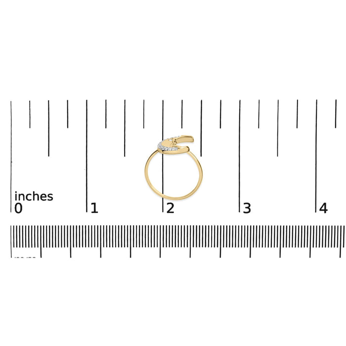 1/10 Ct. T.W. Diamond Crescent Moon Ring in 10K Yellow Gold, photo 7