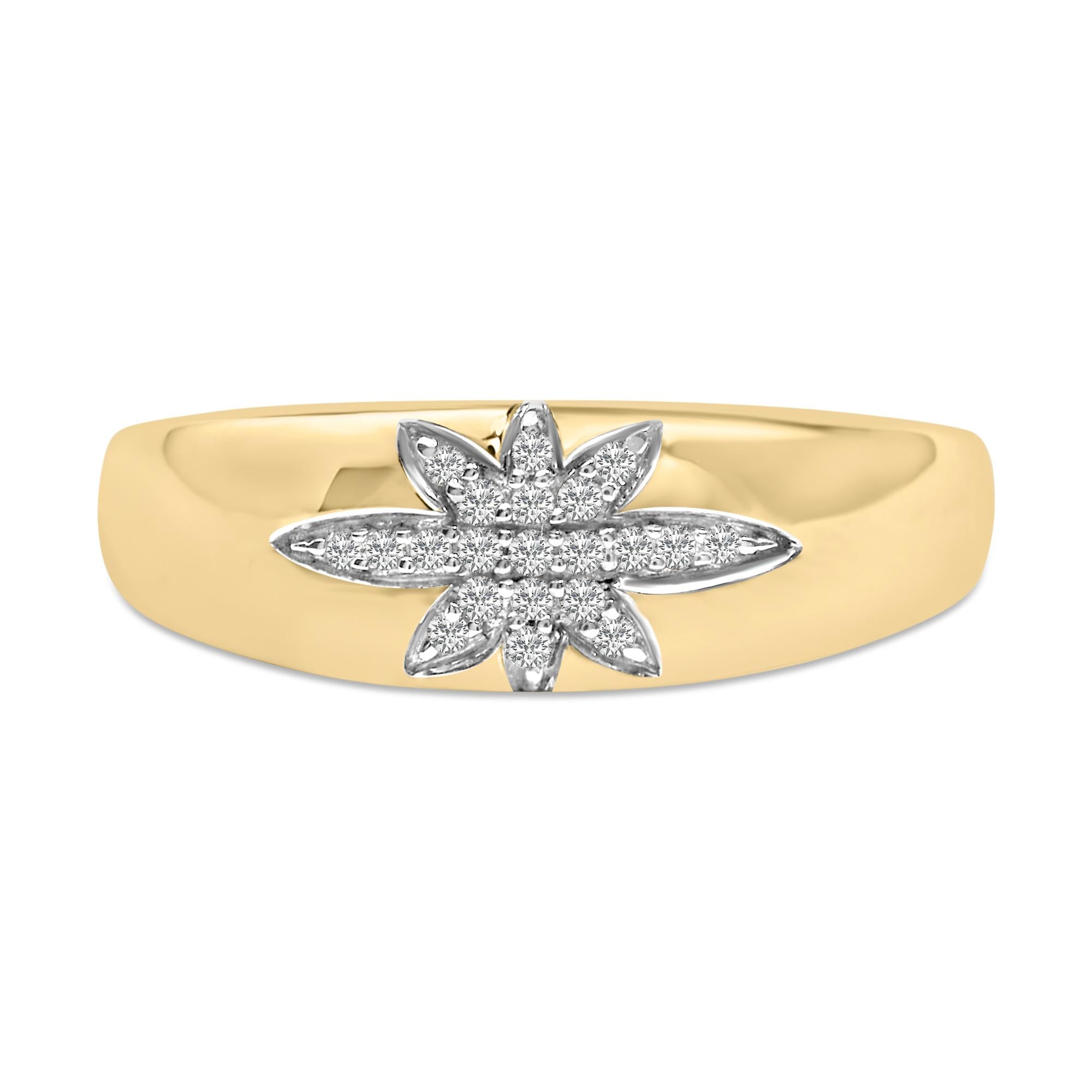 1/10 Ct. T.W. Diamond Star Burst Inlay Ring in 18K Yellow Gold, photo 1