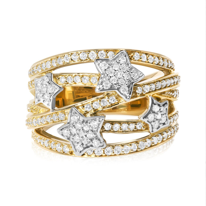3/4 Ct. T.W. Diamond Star and Galaxy Ring Band in 18K Yellow Gold-Plated Sterling Silver, photo 1