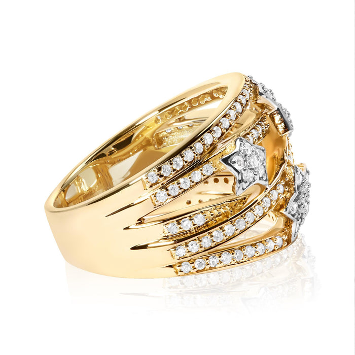 3/4 Ct. T.W. Diamond Star and Galaxy Ring Band in 18K Yellow Gold-Plated Sterling Silver, photo 2