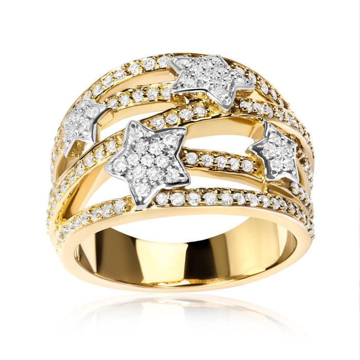 3/4 Ct. T.W. Diamond Star and Galaxy Ring Band in 18K Yellow Gold-Plated Sterling Silver, photo 4