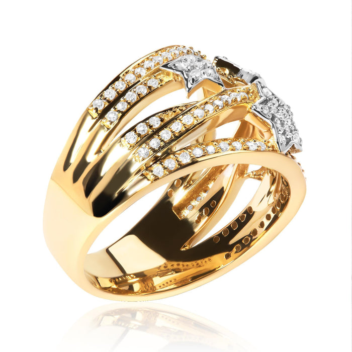 3/4 Ct. T.W. Diamond Star and Galaxy Ring Band in 18K Yellow Gold-Plated Sterling Silver, photo 5