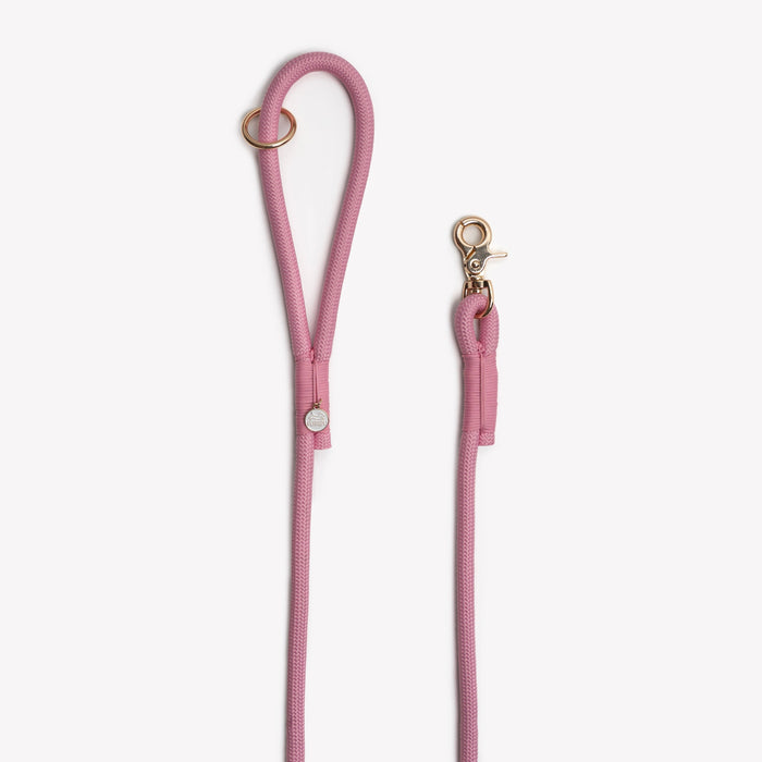 Mango y mosquetón de la correa de cuerda trenzada, rosa