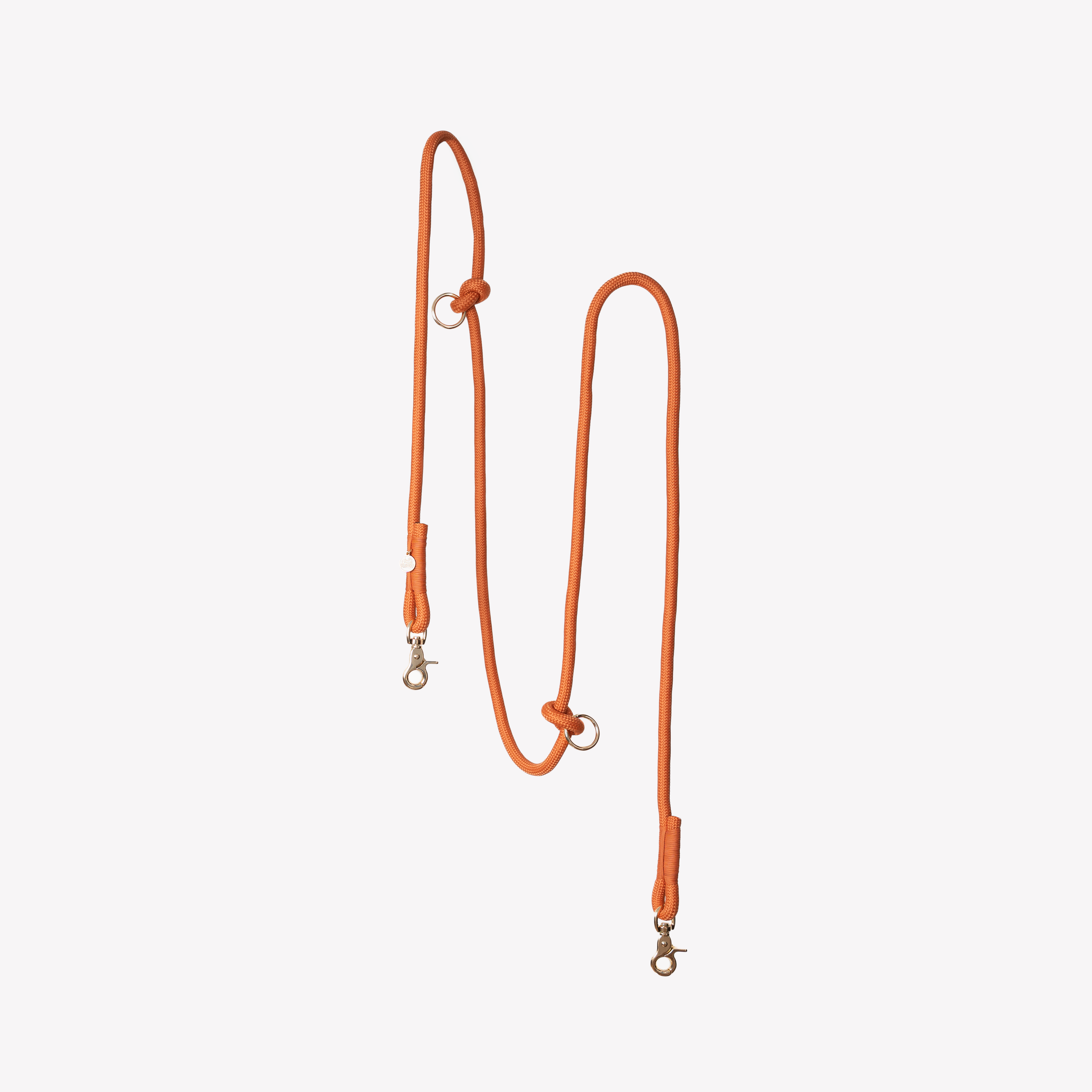 Terracotta hands-free braided leash at full length