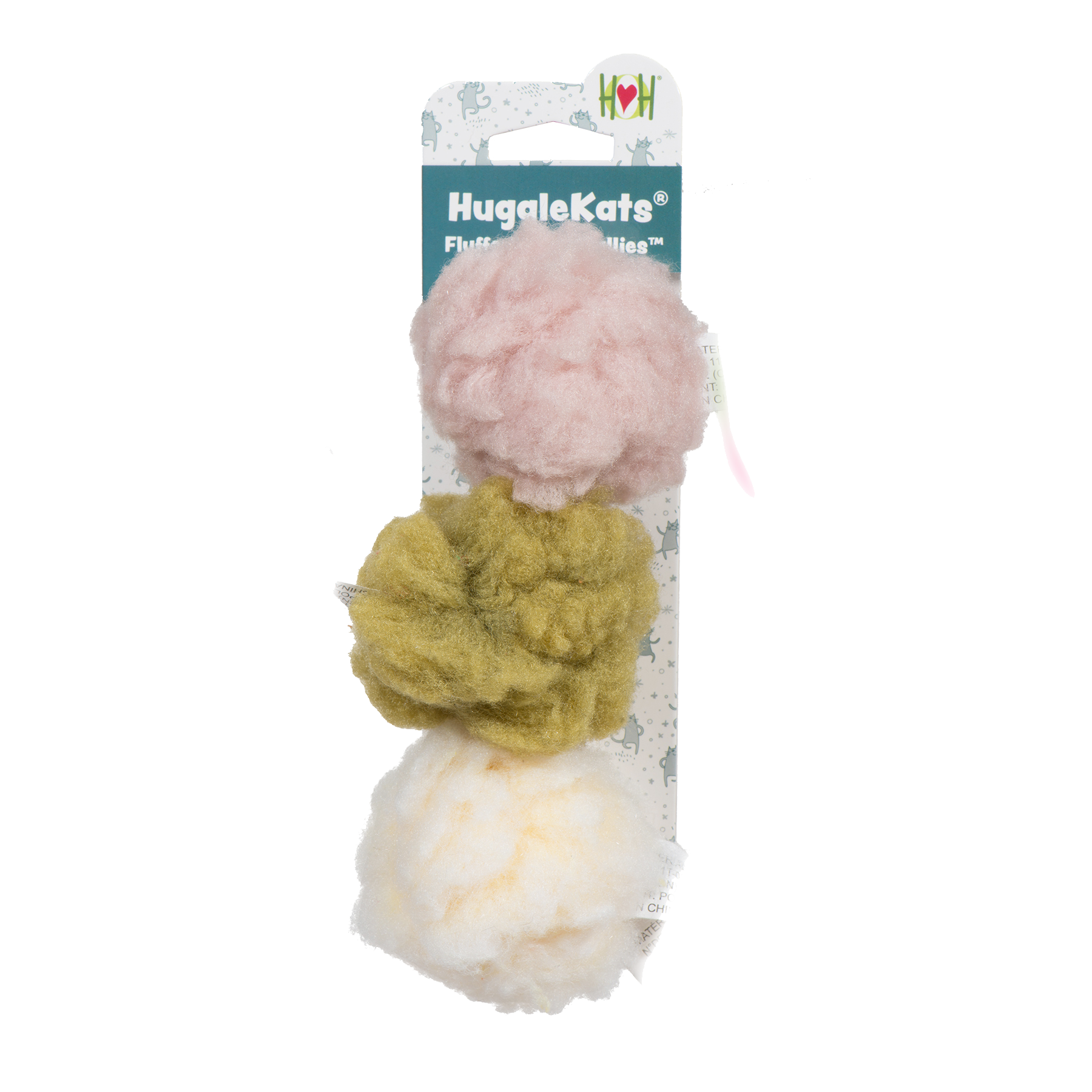 HuggleKats FlufferFleece Ballies, juguetes de peluche para gato, paquete de 3