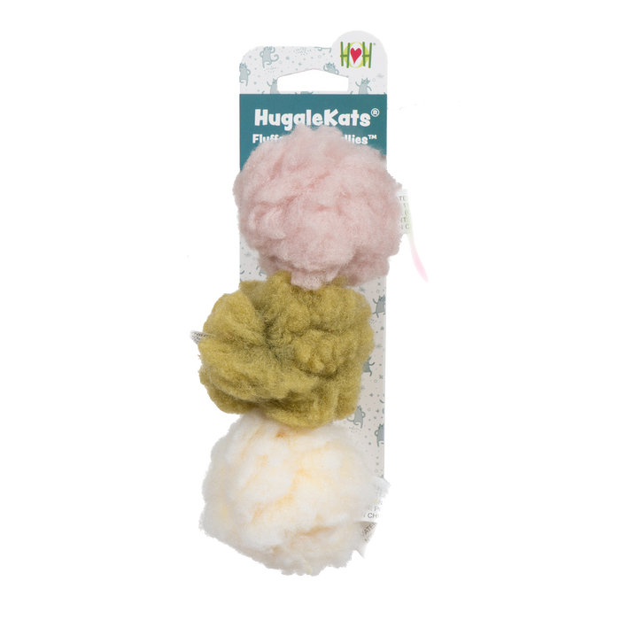 HuggleKats FlufferFleece Ballies, juguetes de peluche para gato, paquete de 3
