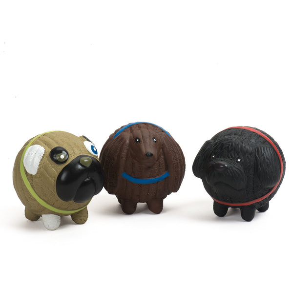 Assorted Ruff-Tex HuggleMutt Latex Ball Dog Toys, 3 Pack, Small
