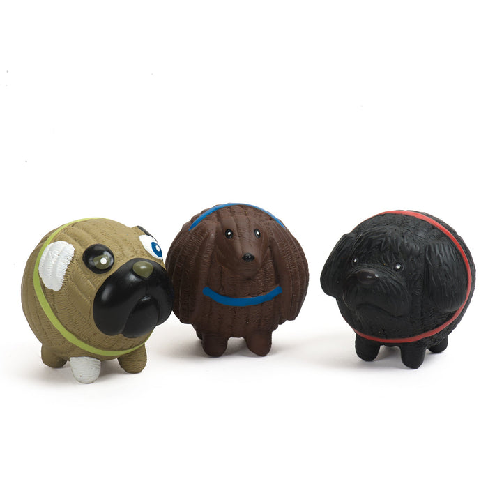 Assorted Ruff-Tex HuggleMutt Latex Ball Dog Toys, 3 Pack, Small