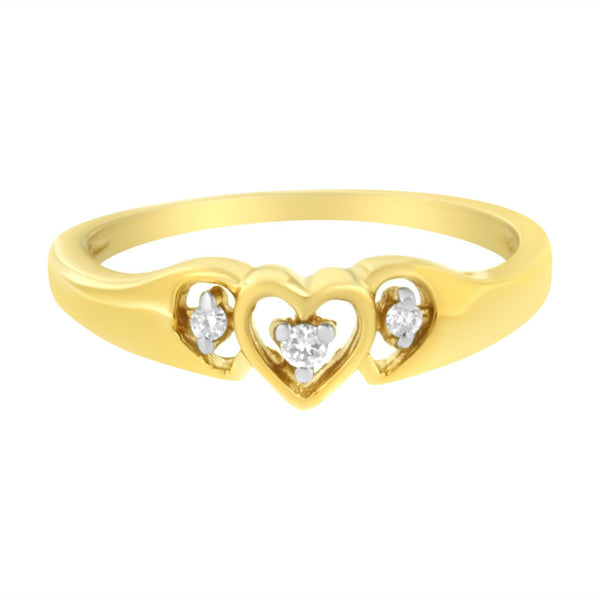 1/20 Ct. T.W. Diamond Triple Heart Diamond Ring in 10K Yellow Gold, photo 1