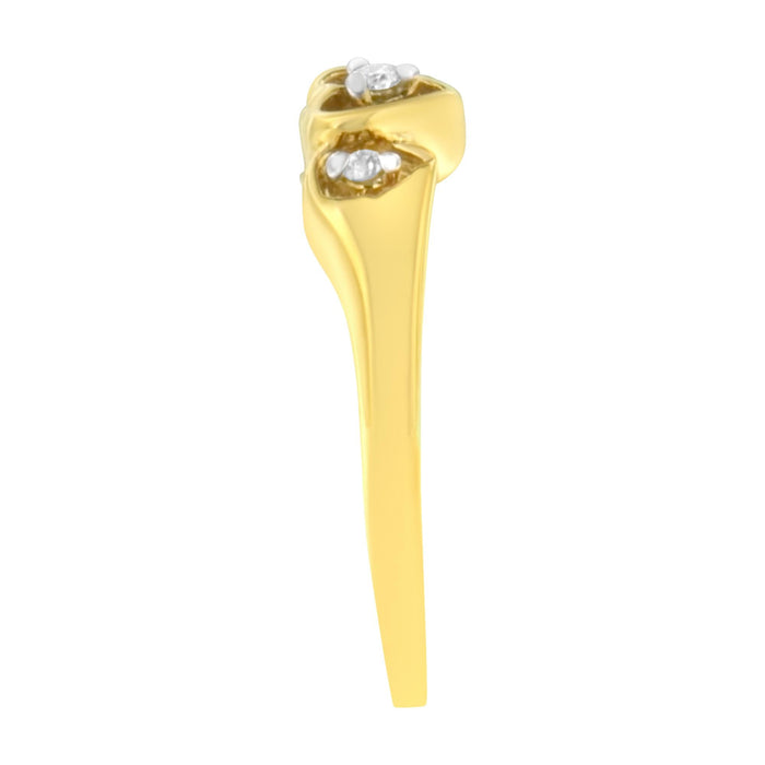 Anillo de triple corazón con diamantes de 1/20 ct. p.t. en oro amarillo de 10K, foto 6