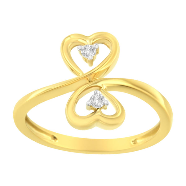 1/20 Ct. T.W. . Dual Heart Diamond Ring in 14K Yellow Gold, photo 1