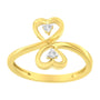 Anillo de doble corazón con diamantes de 1/20 ct. p.t. en oro amarillo de 14K, foto 1