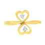 Anillo de doble corazón con diamantes de 1/20 ct. p.t. en oro amarillo de 14K, foto 2