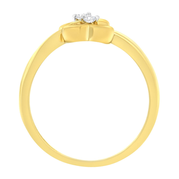 Anillo de doble corazón con diamantes de 1/20 ct. p.t. en oro amarillo de 14K, foto 5