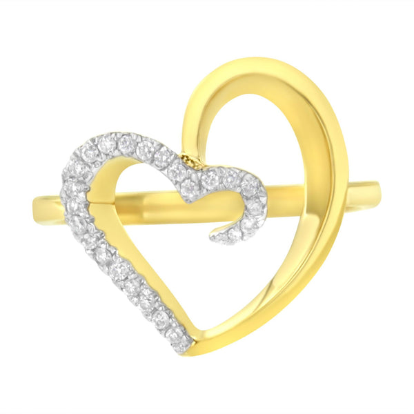 1/10 Ct. T.W. . Diamond Heart Shape Ring in 14K Yellow Gold, photo 2