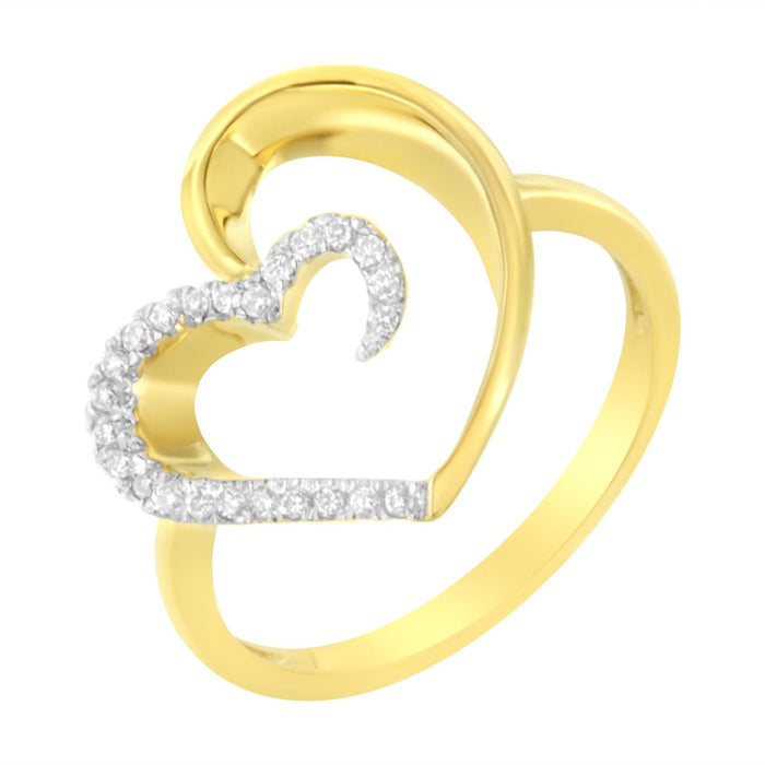 Anillo en forma de corazón con diamantes de 1/10 ct. p.t. en oro amarillo de 14K, foto 4