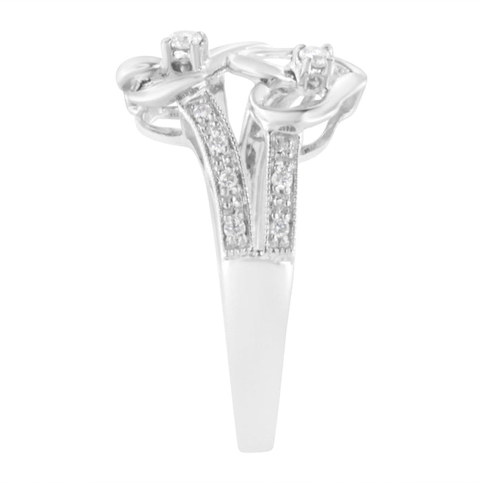 Anillo de corazones gemelos con diamantes de 1/10 ct. p.t. en oro blanco de 14K, foto 6