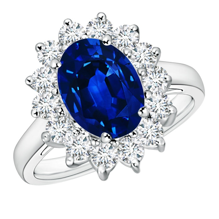 3.00 CTW Lab-Created Sapphire Halo Ring in 14K Gold, photo 1