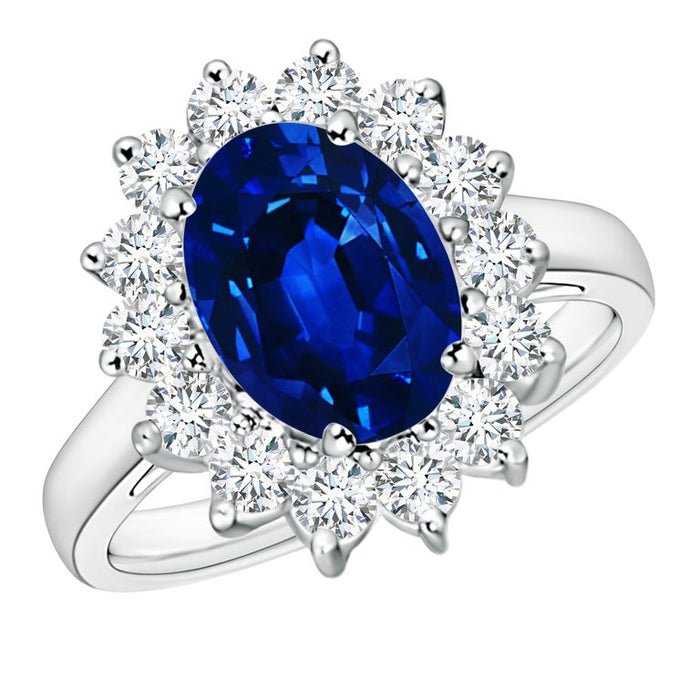 3.00 CTW Lab-Created Sapphire Halo Ring in 14K Gold, photo 1