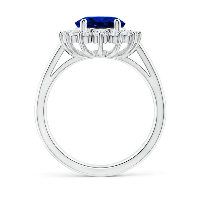 3.00 CTW Lab-Created Sapphire Halo Ring in 14K Gold, photo 5