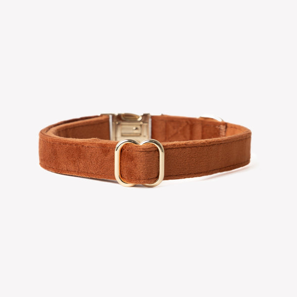 Clay velvet dog collar, clip and D-ring