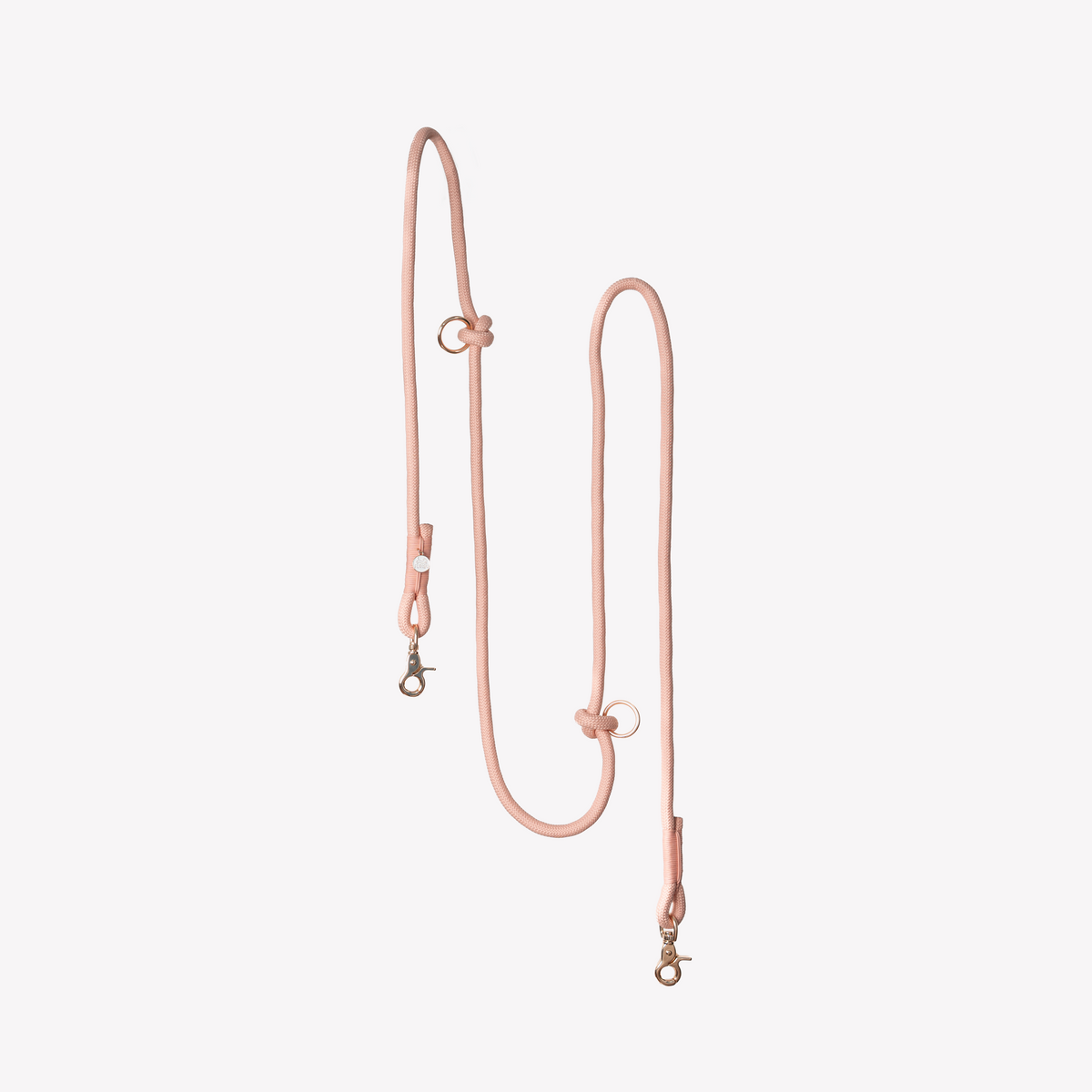 Powder Rose hands-free braided leash at full length
