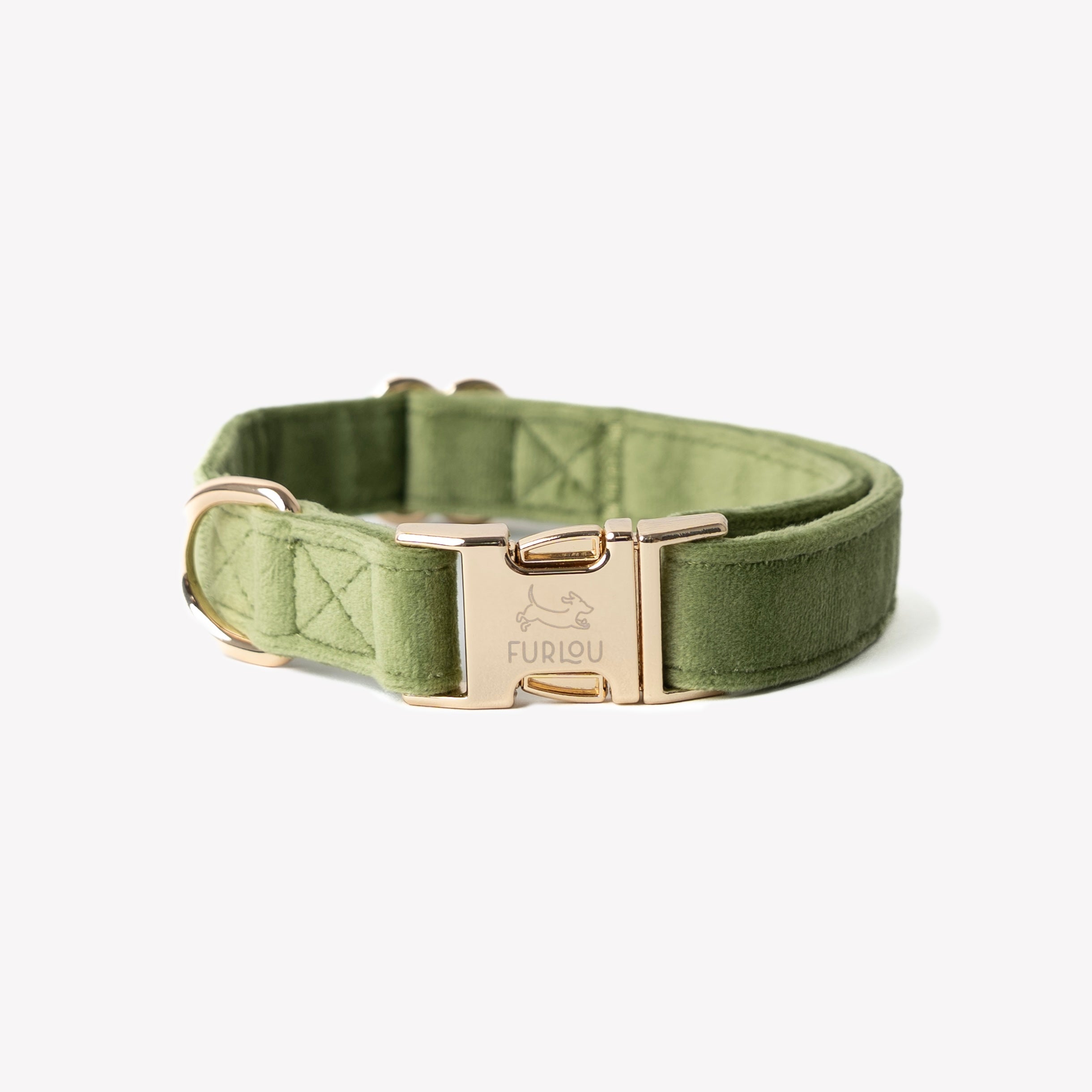 Green velvet dog collar