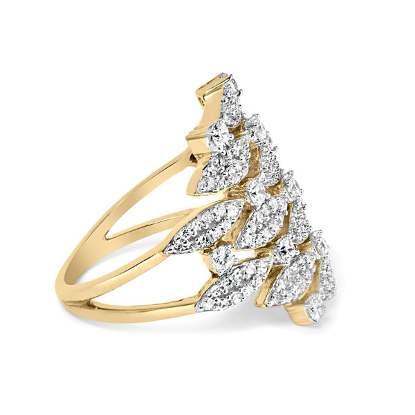 1 Ct. T.W. Diamond Geometric Stacked Open Cocktail Ring in 14K Yellow Gold, photo 2