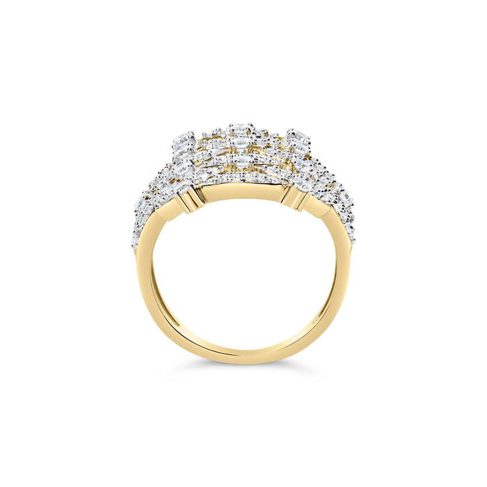 Anillo de cóctel calado geométrico apilado con diamantes de 1 ct. p.t. en oro amarillo de 14K, foto 6