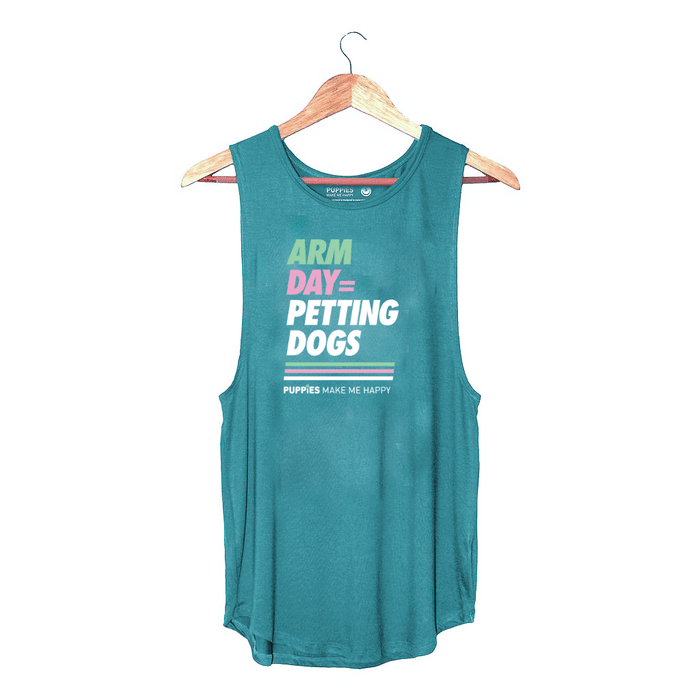 Arm Day = Petting Dogs Sleeveless Tank in deep teal
